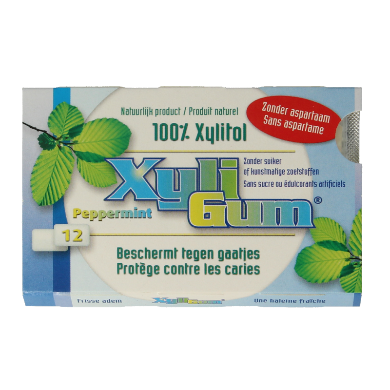 Xyligum Peppermint candy pack with 12 pieces, featuring colorful wrapped peppermint sweets from the Xyligum brand.