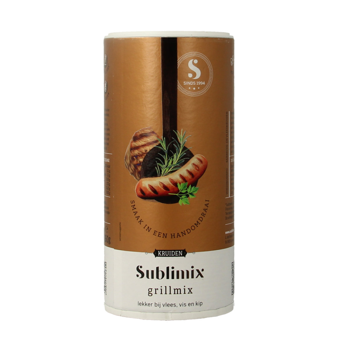 Sublimix Grillfix gluten-free seasoning mix in a 160g packet, with herbs, spices, and salt for grilling and cooking.