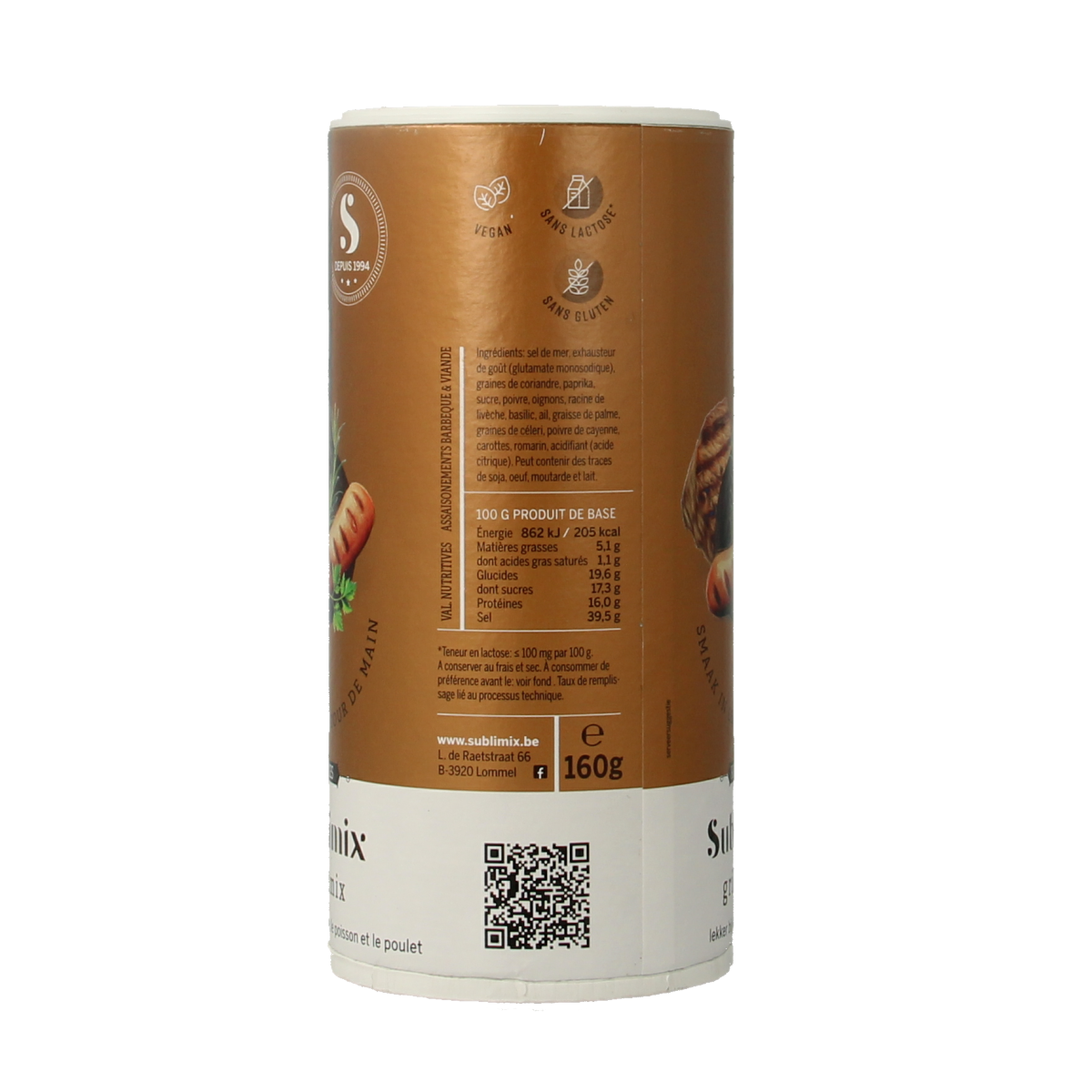 Sublimix Grillfix gluten-free spice and seasoning mix in a 160g package, ideal for enhancing grilled dishes.