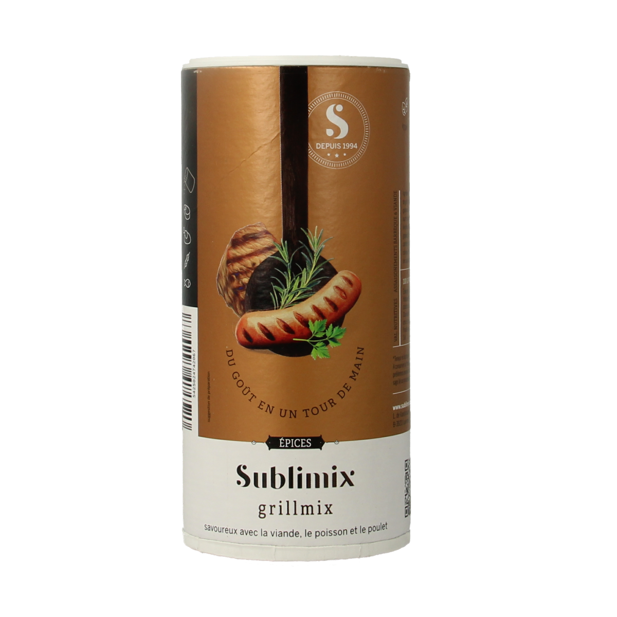 Sublimix Grillfix gluten-free seasoning mix in a 160g package, featuring herbs, salts, and meal seasonings for grilling.