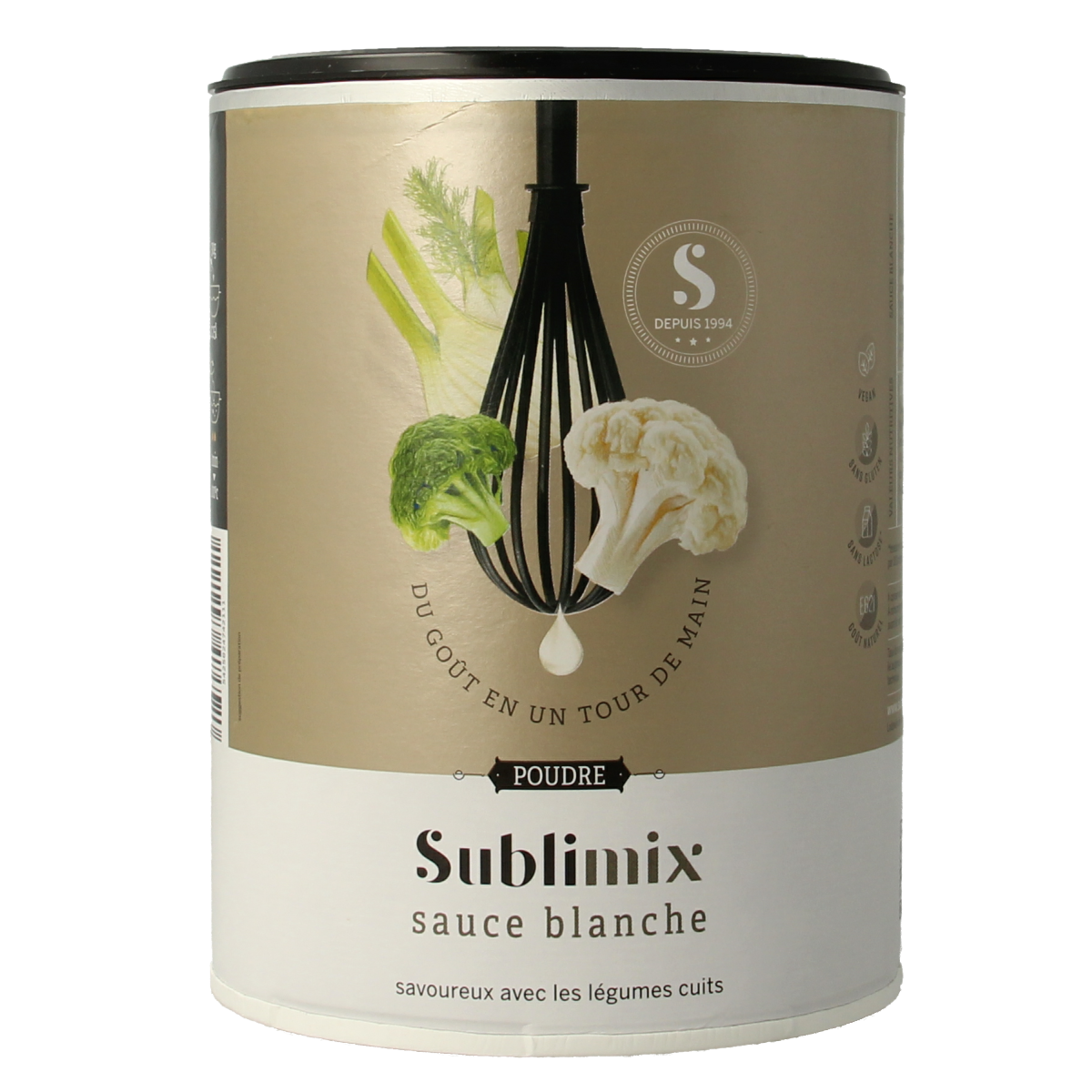 Sublimix Witte saus glutenvrij in 480g container, a gluten-free sauce and flavor enhancer from Sublimix.