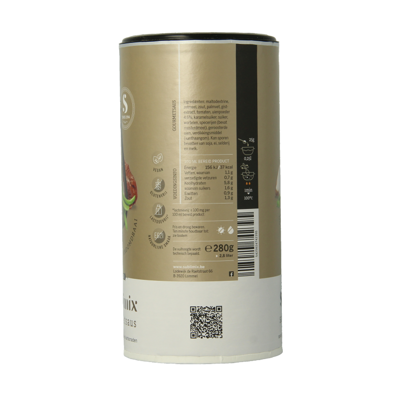 Sublimix Gourmetsaus glutenvrij sauce in a 280g jar, ideal for enhancing dishes with gluten-free flavor.