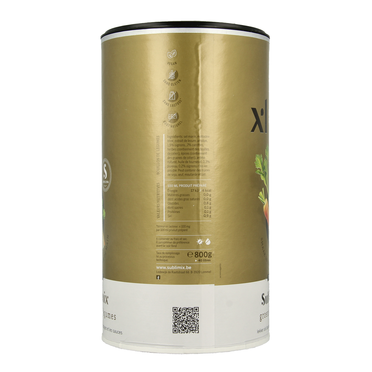 Sublimix gluten-free vegetable bouillon in an 800g package, shown in a clear image of the product packaging.
