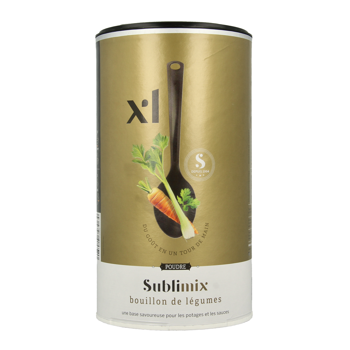 Sublimix gluten-free vegetable broth in an 800g package, ideal for soups and cooking, with fresh vegetable ingredients visible.