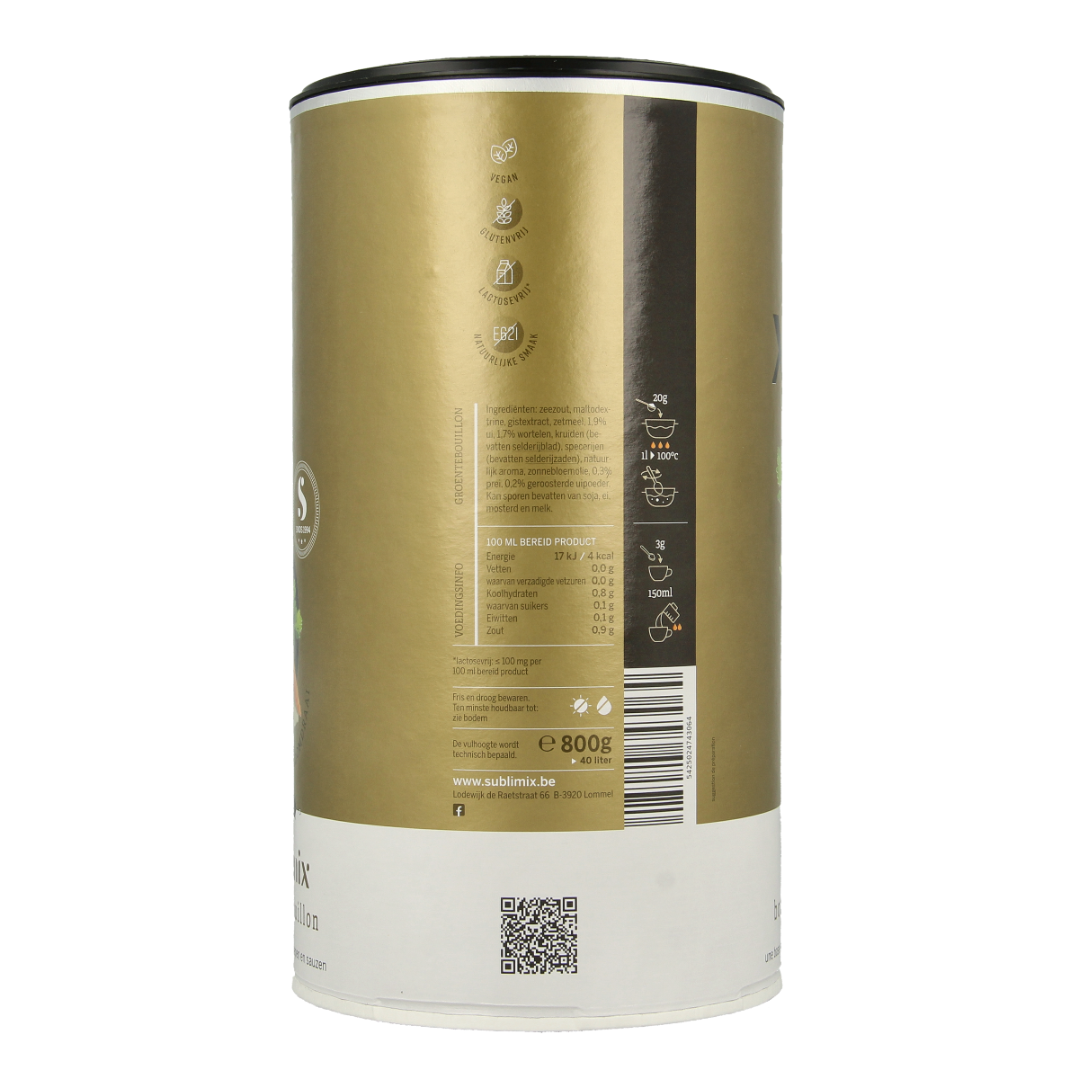 Sublimix glutenvrije groentebouillon in een 800g verpakking voor soepen en bouillons