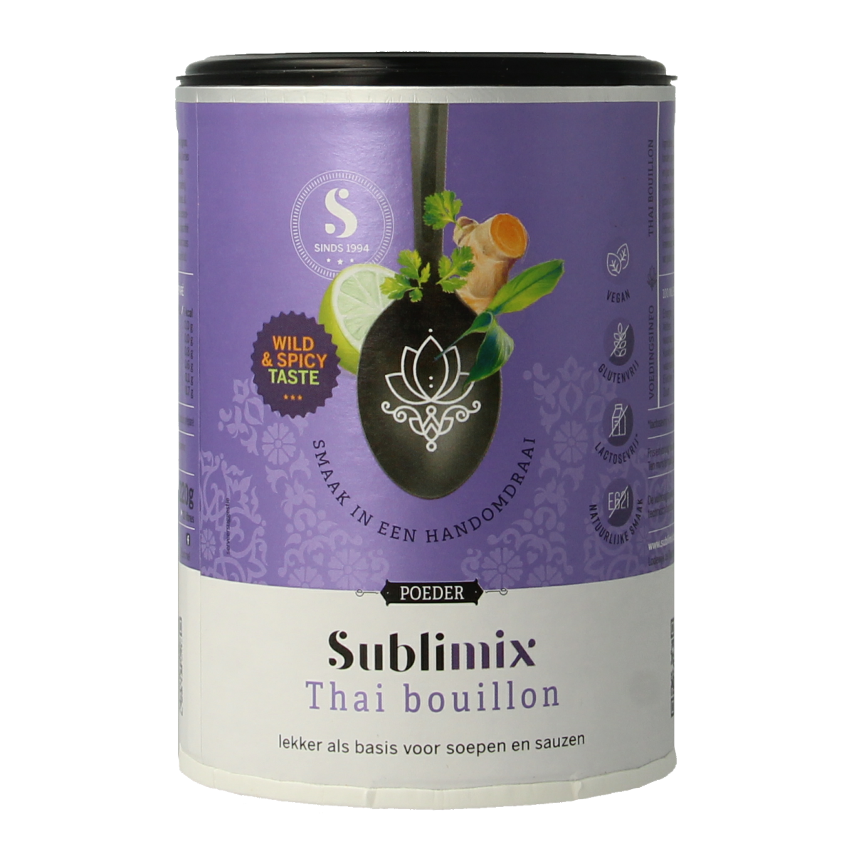 Sublimix Thai bouillon packet weighing 220 grams, used for soups and broths, with vibrant packaging and Thai flavor branding.