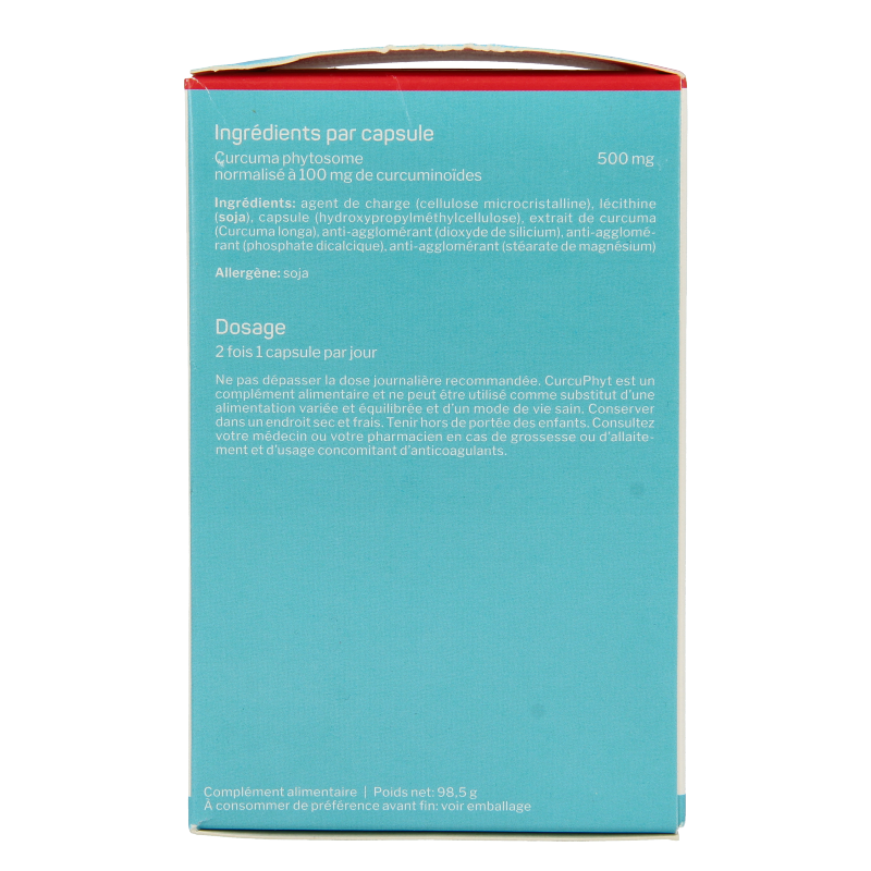 Nutrisan Curcuphyt herbal supplement capsules in a bottle, part of Nutrisan’s kruidpreparaten product line.