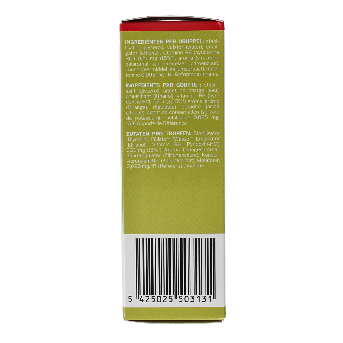 Nutrisan Meladormil herbal supplement in 50ml bottle, featuring natural herbs in a clear container with a white label.