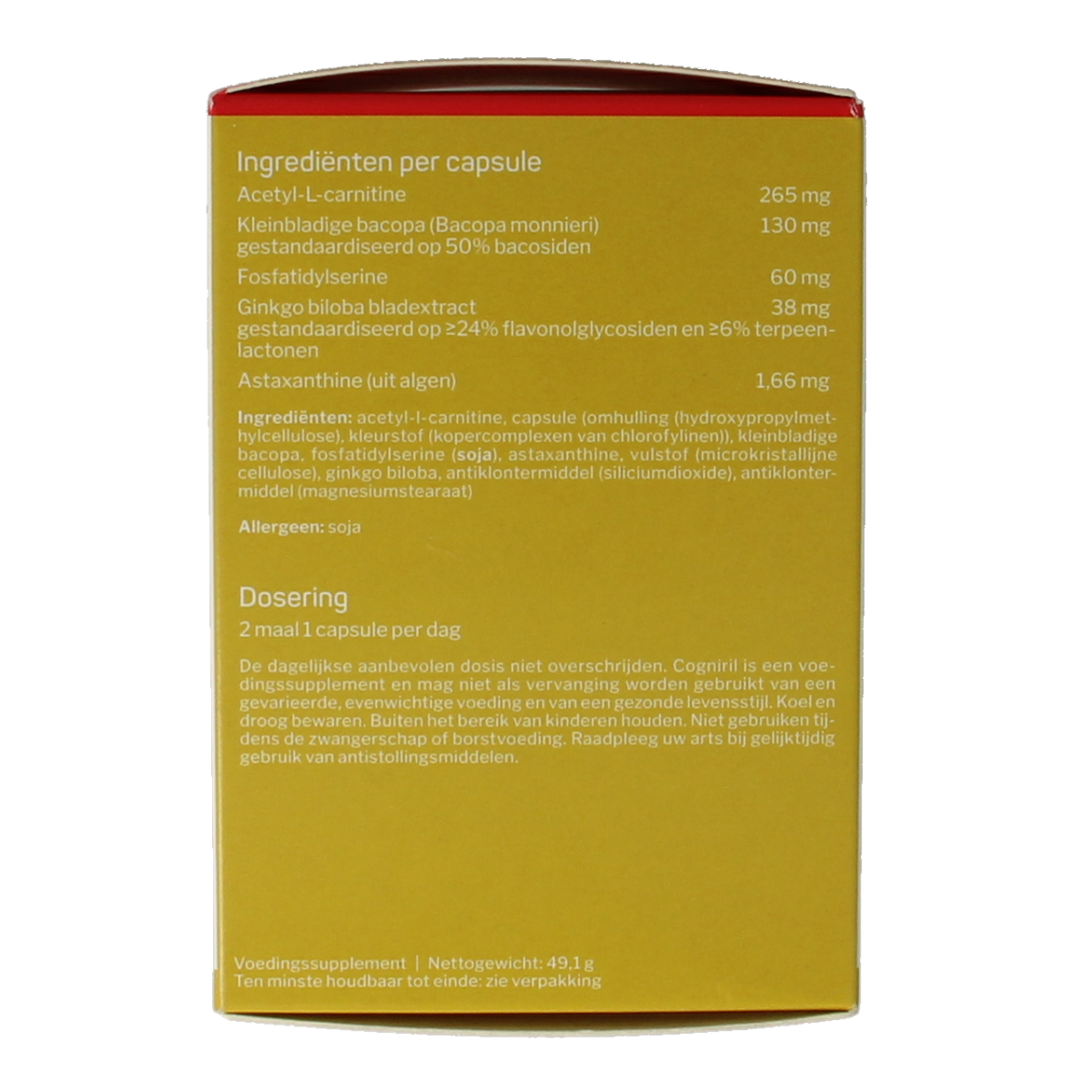 Nutrisan Cogniril capsules, herbal supplement in a white bottle with a blue label, containing 60 capsules for cognitive support.