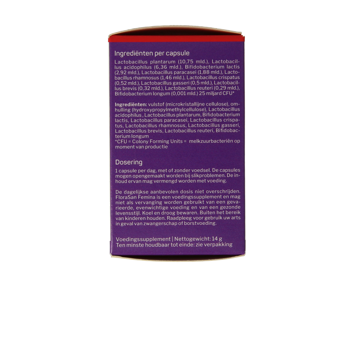 Nutrisan Florasan Femina probiotic capsules containing beneficial micro-organisms for women's digestive health.