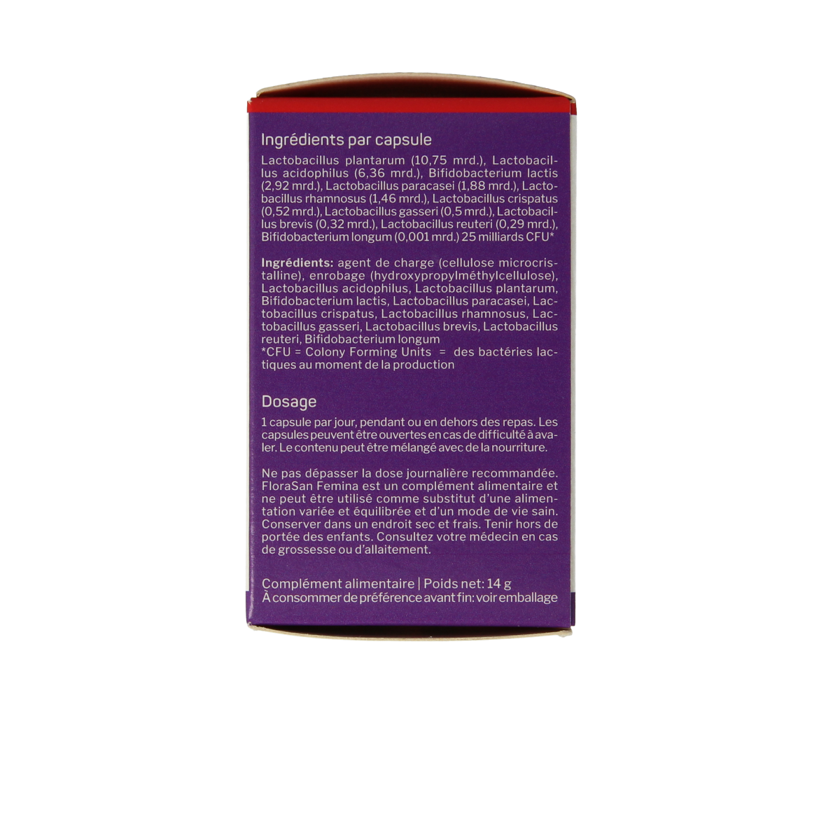 Nutrisan Florasan Femina probiotic capsules with micro-organisms, 30 capsules for digestive health and female wellness.