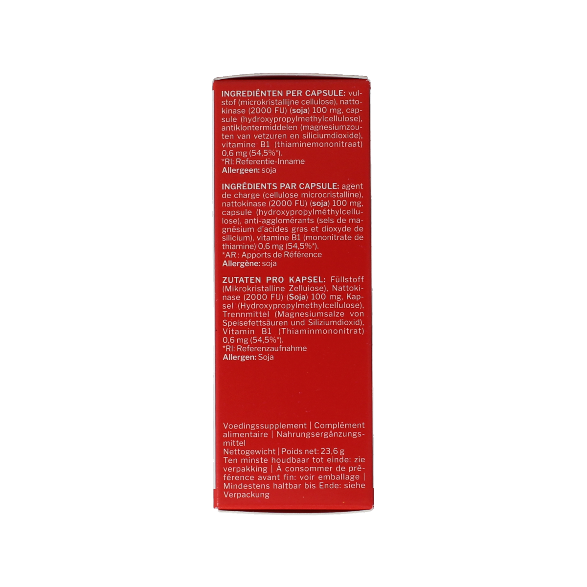 Nutrisan Nattokinase Forte capsules, dietary supplement with veels and enzymes, shown in a bottle with 60 capsules.
