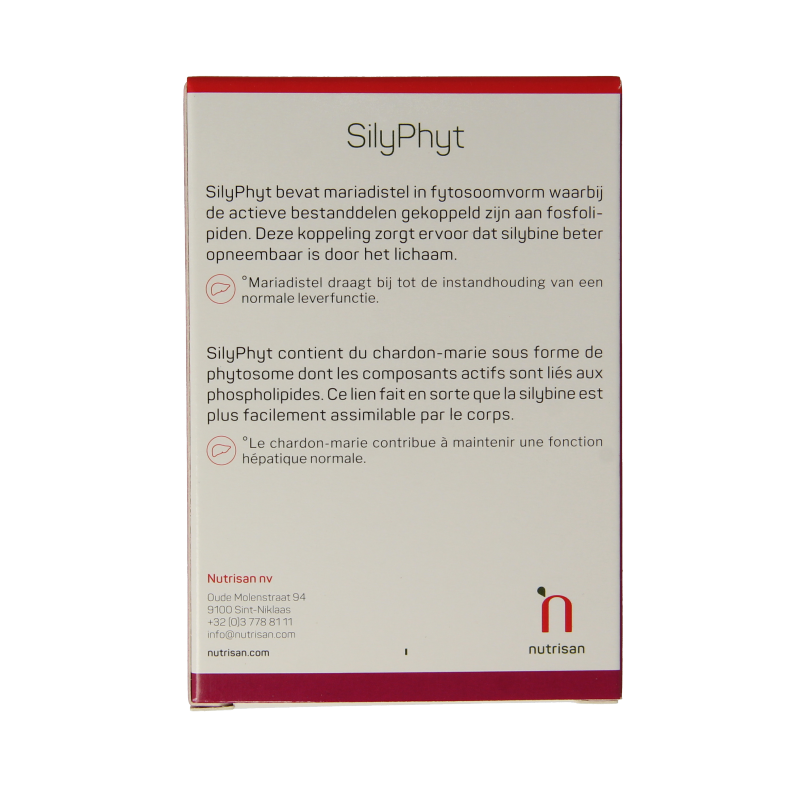 Nutrisan Silyphyt herbal supplement capsules, 60-count, natural kruidenpreparaten with plant-based ingredients for liver support