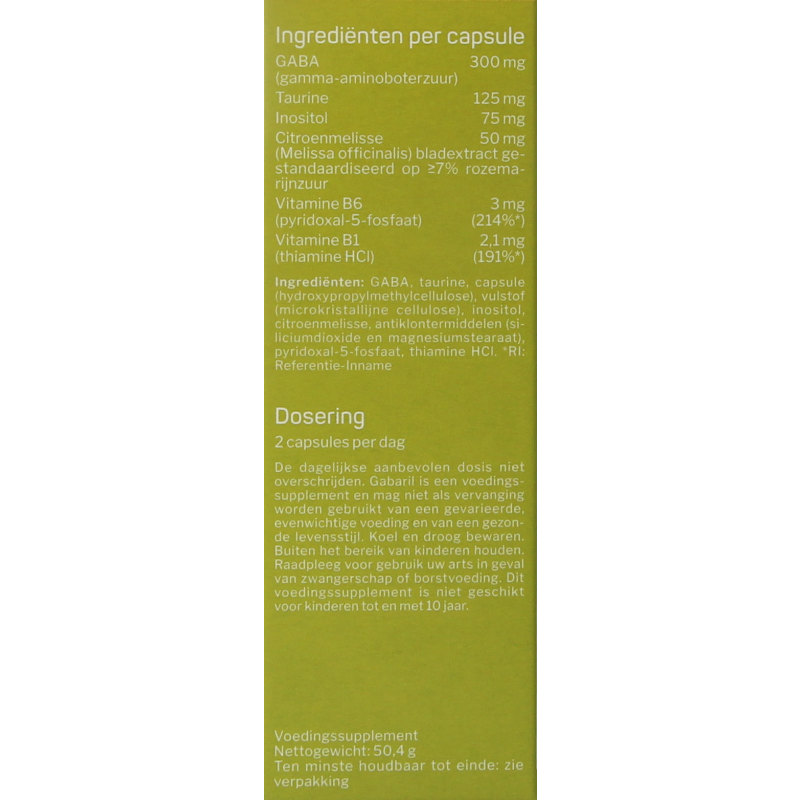 Nutrisan Gabaril herbal supplement capsules in a blister pack, natural plant-based ingredients for herbal health support.