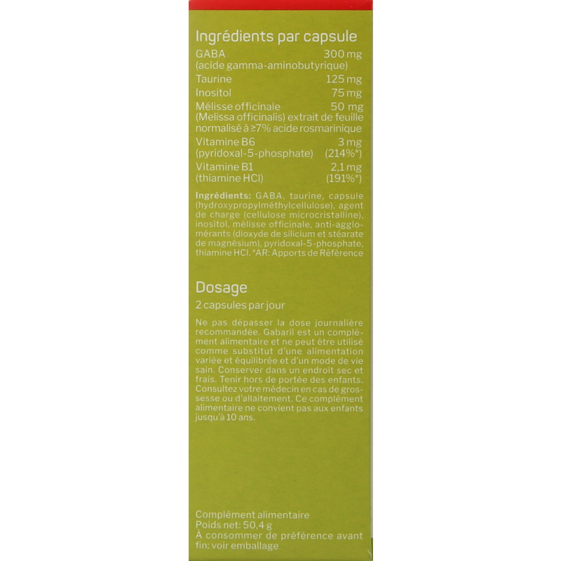 Nutrisan Gabaril herbal supplement capsules in a blister pack, natural remedy product from Nutrisan.