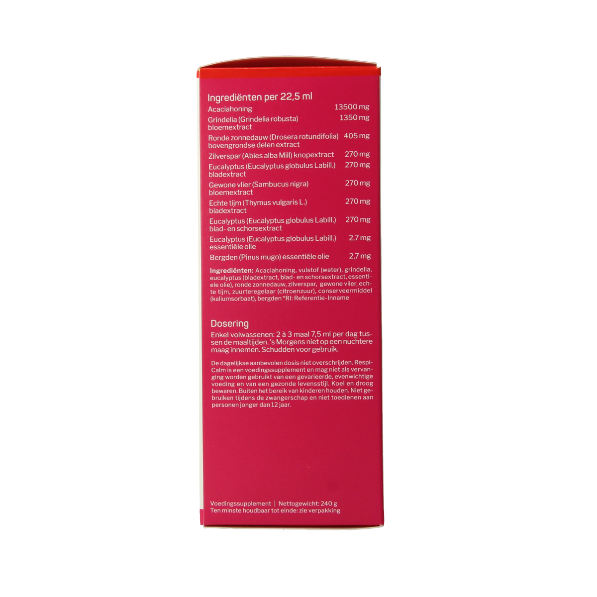 Nutrisan Respicalm herbal syrup in a 200ml bottle, natural herbal preparation for respiratory health, shown in the image.