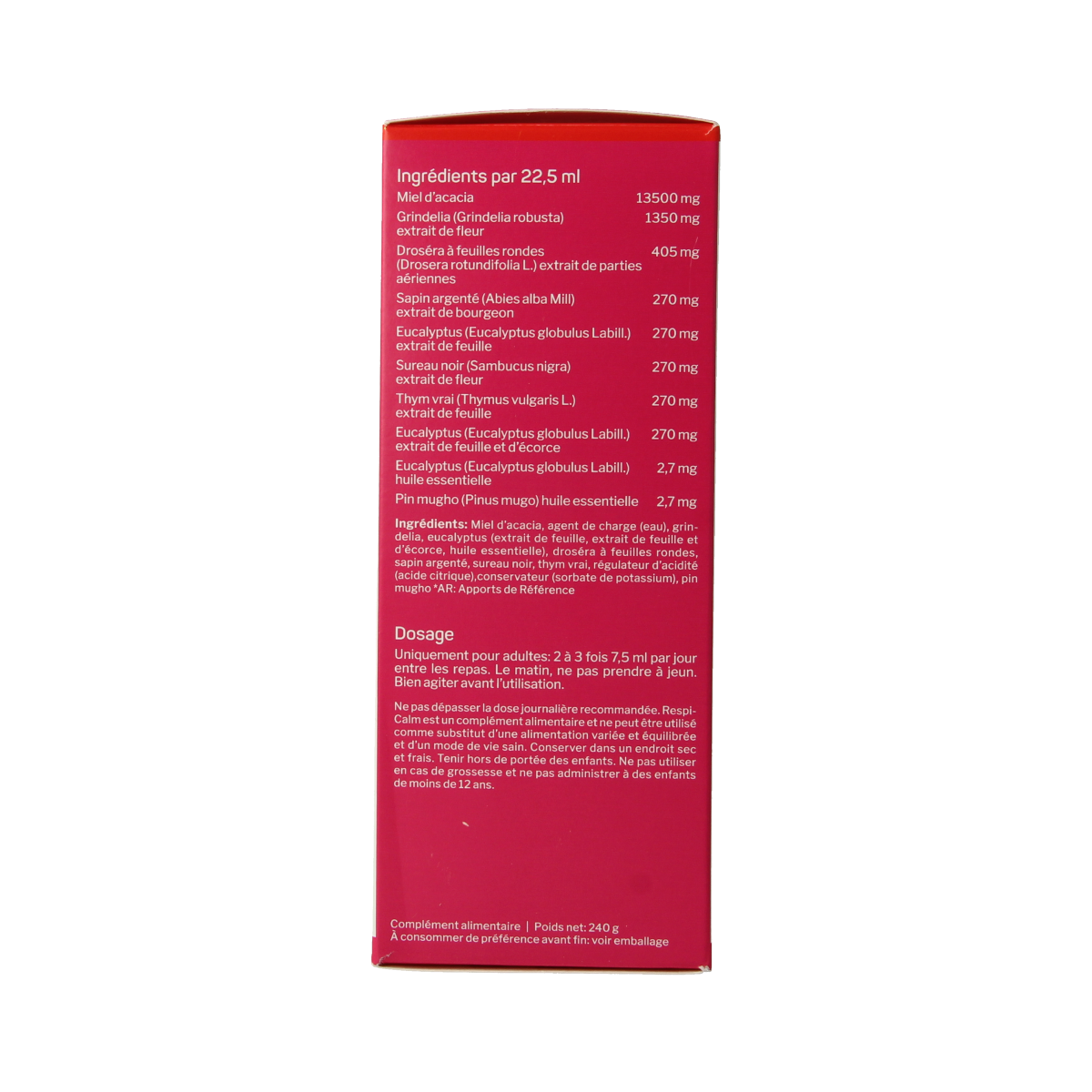 Nutrisan Respicalm herbal syrup 200ml bottle, natural herbal remedy for respiratory support with Nutrisan Kruidenpreparaten branding