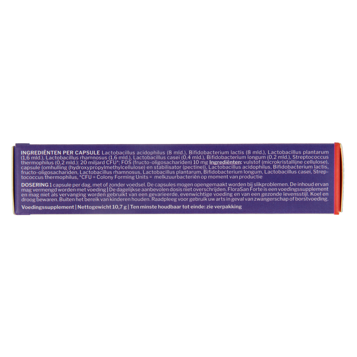 Nutrisan Florasan Forte probiotic capsules with micro-organisms in a blister pack, 30 capsules for digestive health.