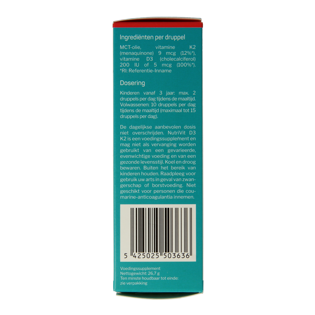 Nutrisan Nutrivit D3-K2 multivitamin liquid in 30ml bottle, featuring orange and yellow packaging with a dropper cap.