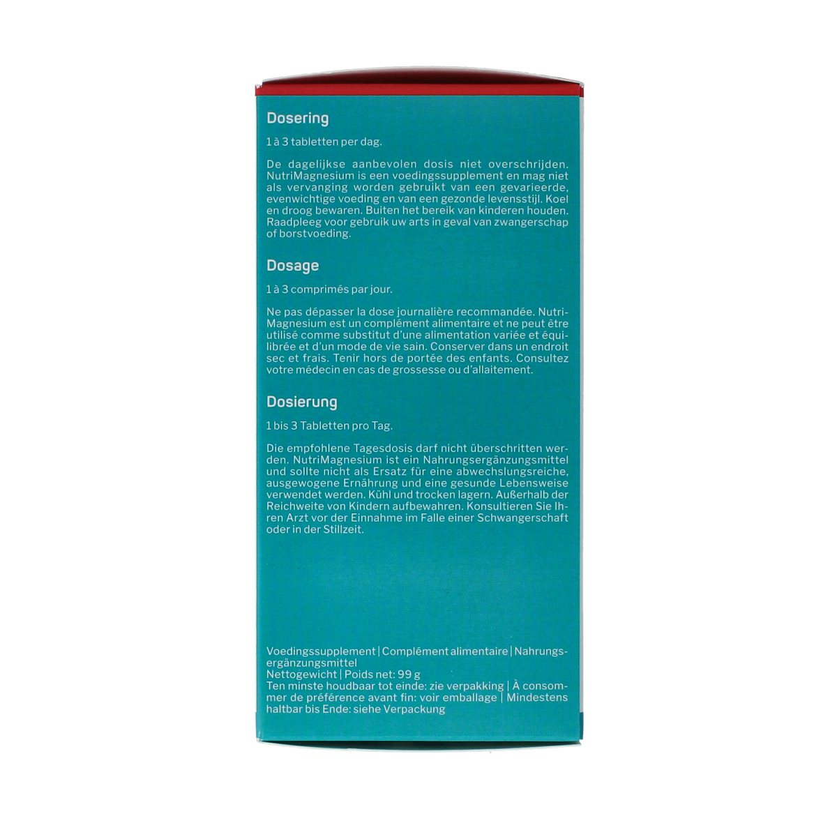 Nutrisan Nutrimagnesium mineral tablets, showing a close-up of the supplement packaging and tablets.
