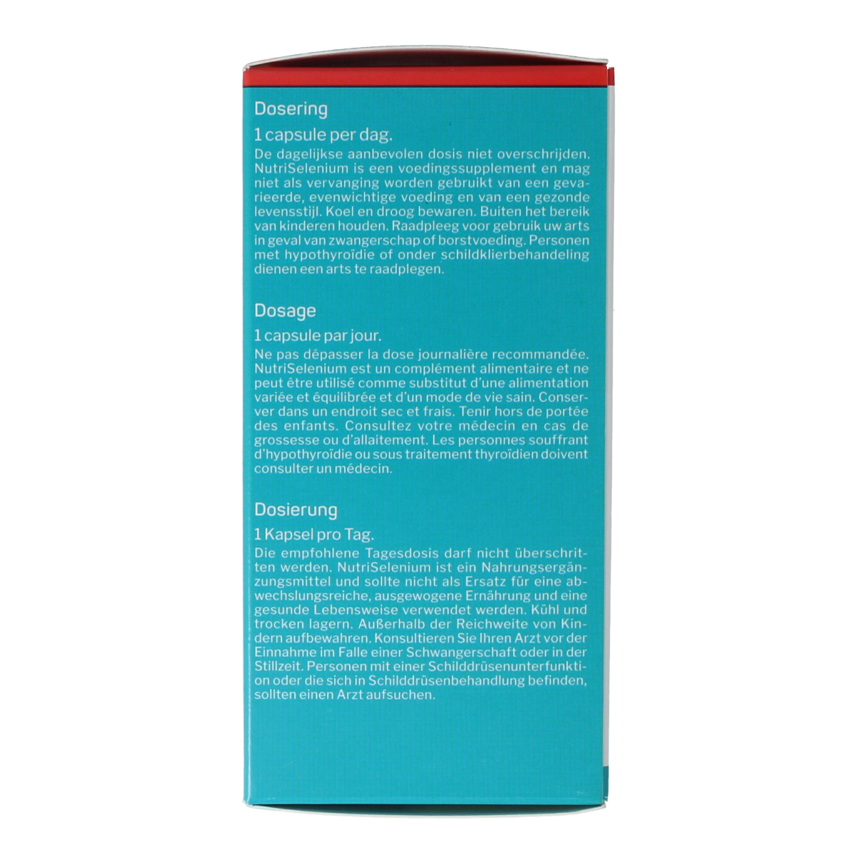 Vegetarian Nutrisan Nutriselenium mineral capsules in a bottle, dietary supplement for selenium intake