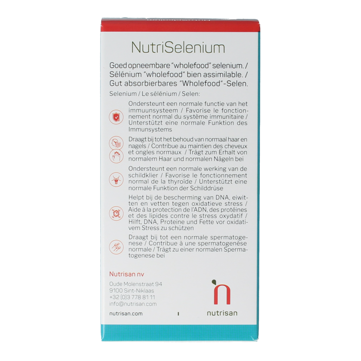 Nutrisan Nutriselenium vegetarian capsules, mineral supplement, 90-count bottle, softgel capsules with selenium content.