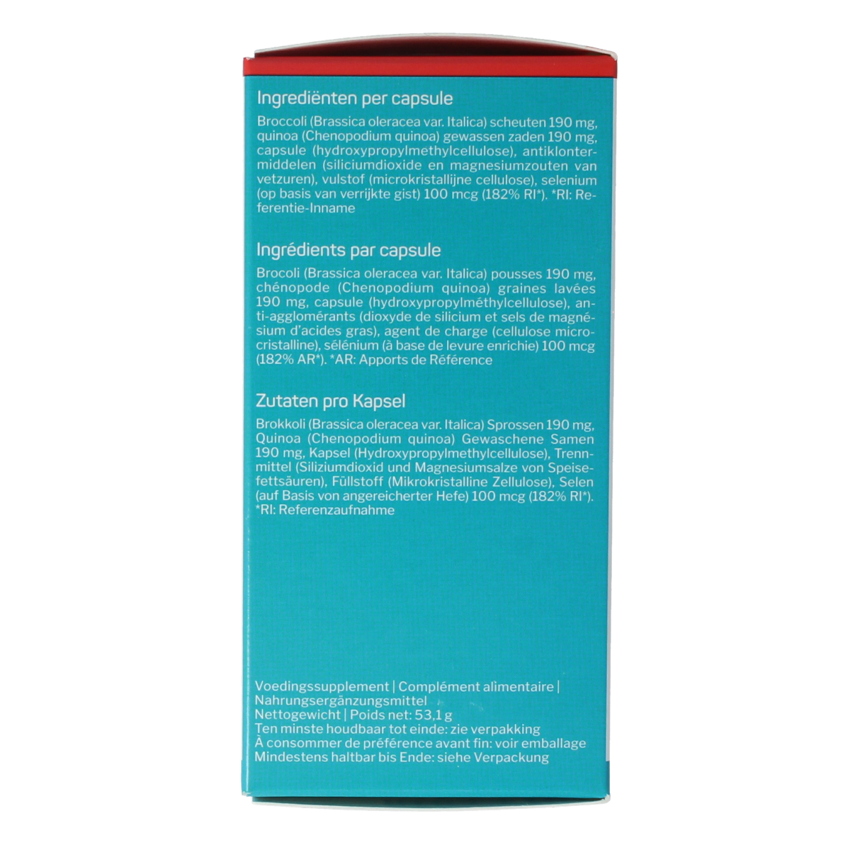 Nutrisan Nutriselenium vegetarian capsules in a bottle, dietary mineral supplement for supporting selenium intake.