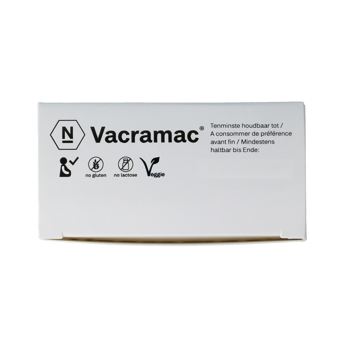 Nutriphyt Vacramac 30 capsules of micro-organisms supplement with green and white capsule bottles on a plain background.