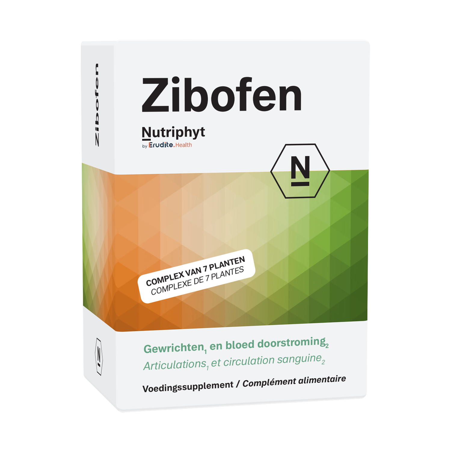 Nutriphyt Zibofen herbal supplement tablets in a blister pack, used for natural health and wellness.