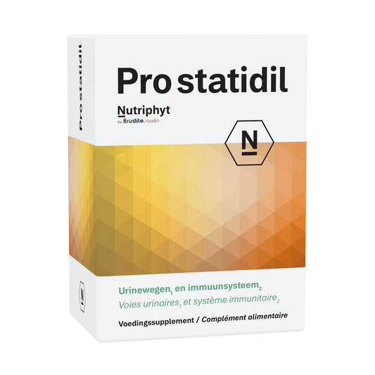 Nutriphyt Prostatidil herbal supplement box with 60 tablets, featuring herbal ingredients for prostate health.