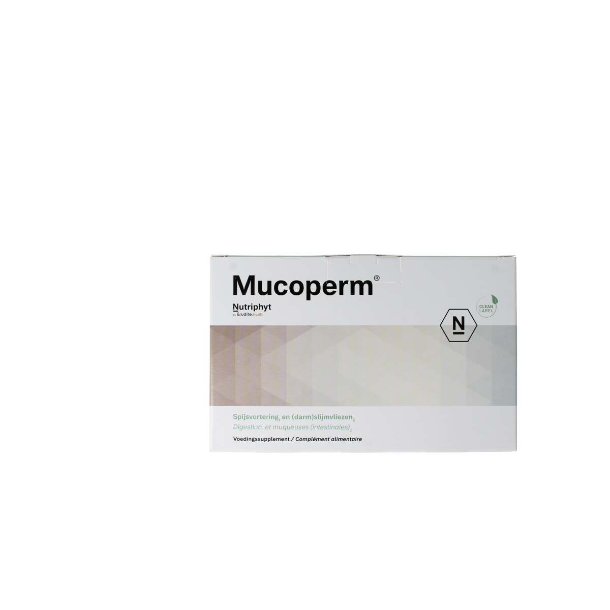 Nutriphyt Mucoperm herbal supplement in 60 sachets, natural herbal preparation for respiratory support.