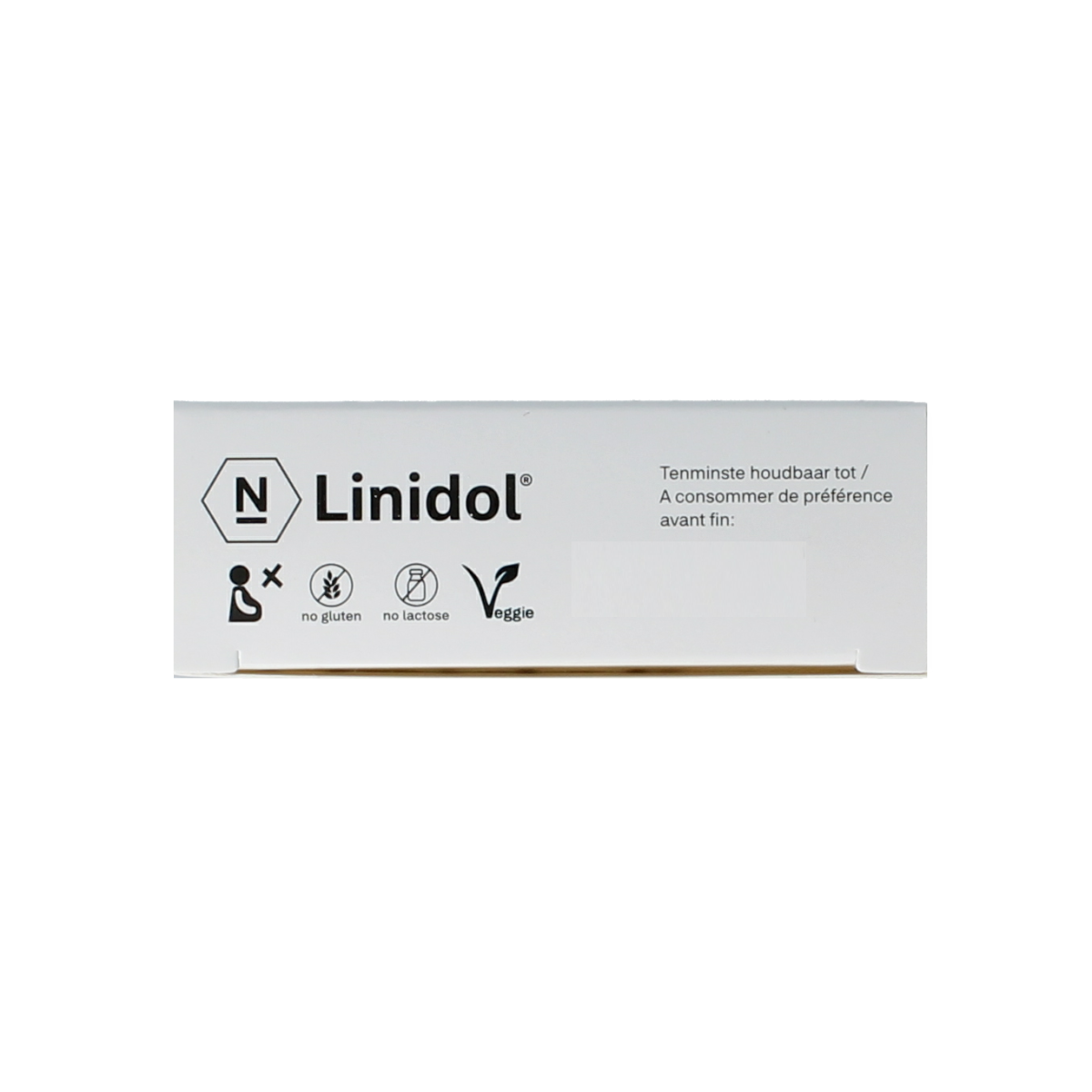 Nutriphyt Linidol capsules in a blister pack, dietary supplement for herbal health support, featuring 30 capsules.