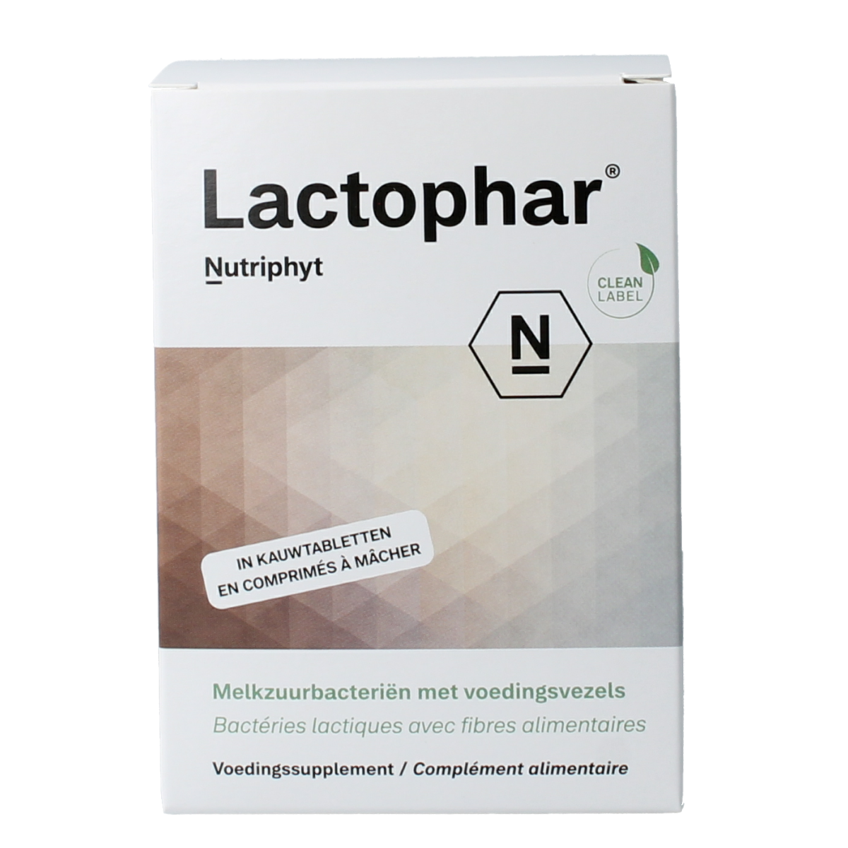 Nutriphyt Lactophar 90 micro-organism tablets in a blister pack, dietary supplement for gut health from Nutriphyt.