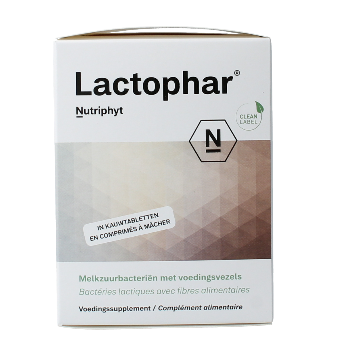 Nutriphyt Lactophar probiotic tablets with micro-organismen, 90-count bottle, shown in blister packaging.