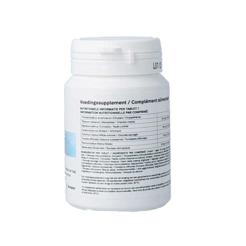 Nutriphyt Detoxiphar herbal supplement tablets, natural plant-based remedy for detoxification and wellness.