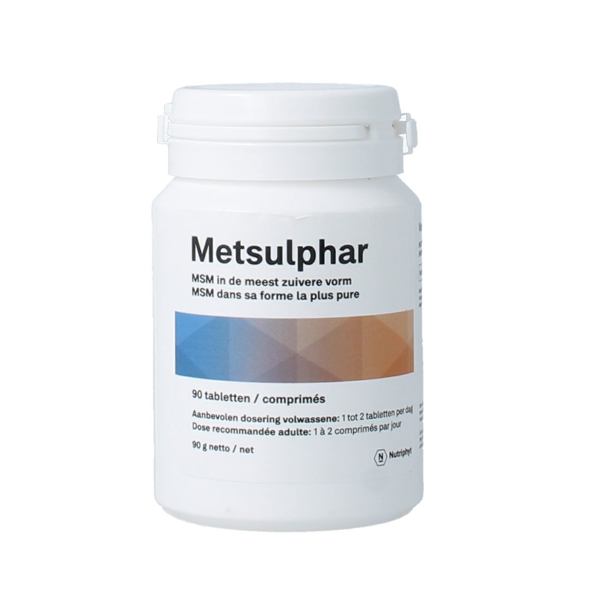 Nutriphyt Metsulphar mineral supplement tablets, 90 count, showing the blister pack with white tablets for livestock health.