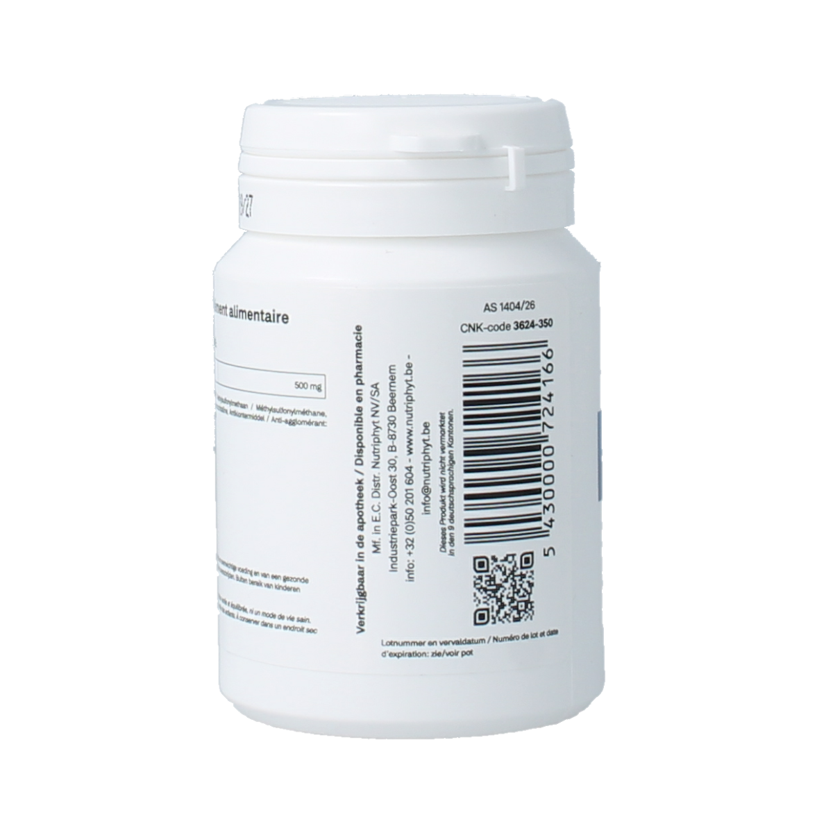 Nutriphyt Metsulphar mineral tablets, natural supplement, 90 count, showing the tablets in blister packaging.