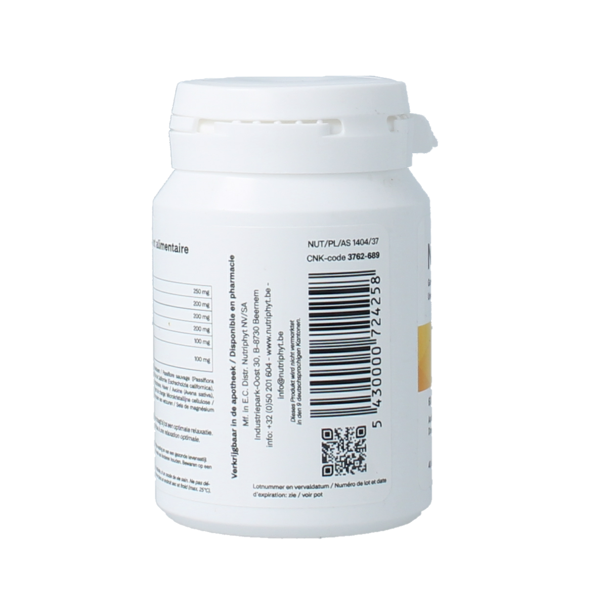 Nutriphyt Noctiphar herbal supplement capsules, natural kruidenpreparaten product for restful sleep.