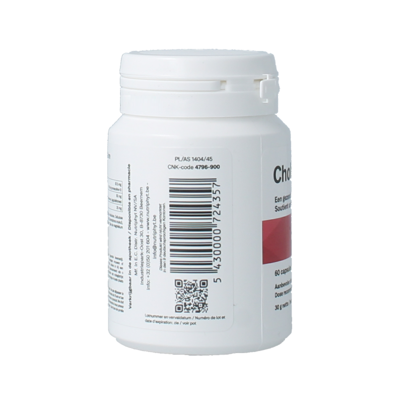 Nutriphyt Cholephar Forte herbal supplement capsules in a bottle, designed to support liver health and digestion.