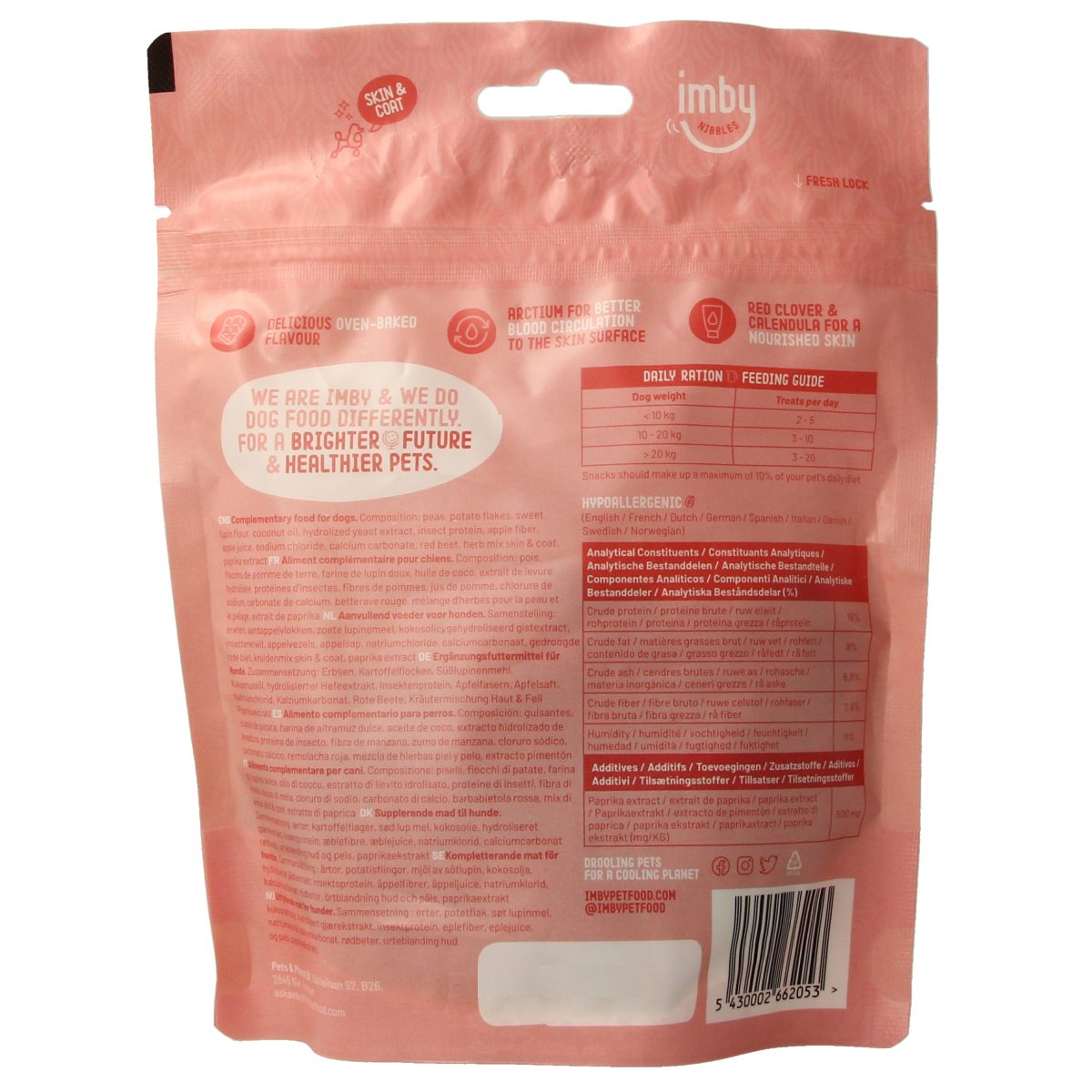 Imby Pet Food hondensnack biscuit with insect protein, 100g, natural dog treat with crunchy texture and insect ingredients.