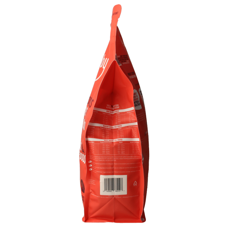 Imby Pet Food senior dog food with insect protein, 8+ age formula, 1500 grams, in a bag with dog image and product details.
