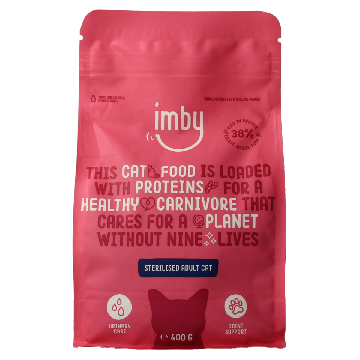 Imby Pet Food Kattenbrokken insecteneiwitten dierenvoeding in 400g bag, high-protein cat food with insect ingredients