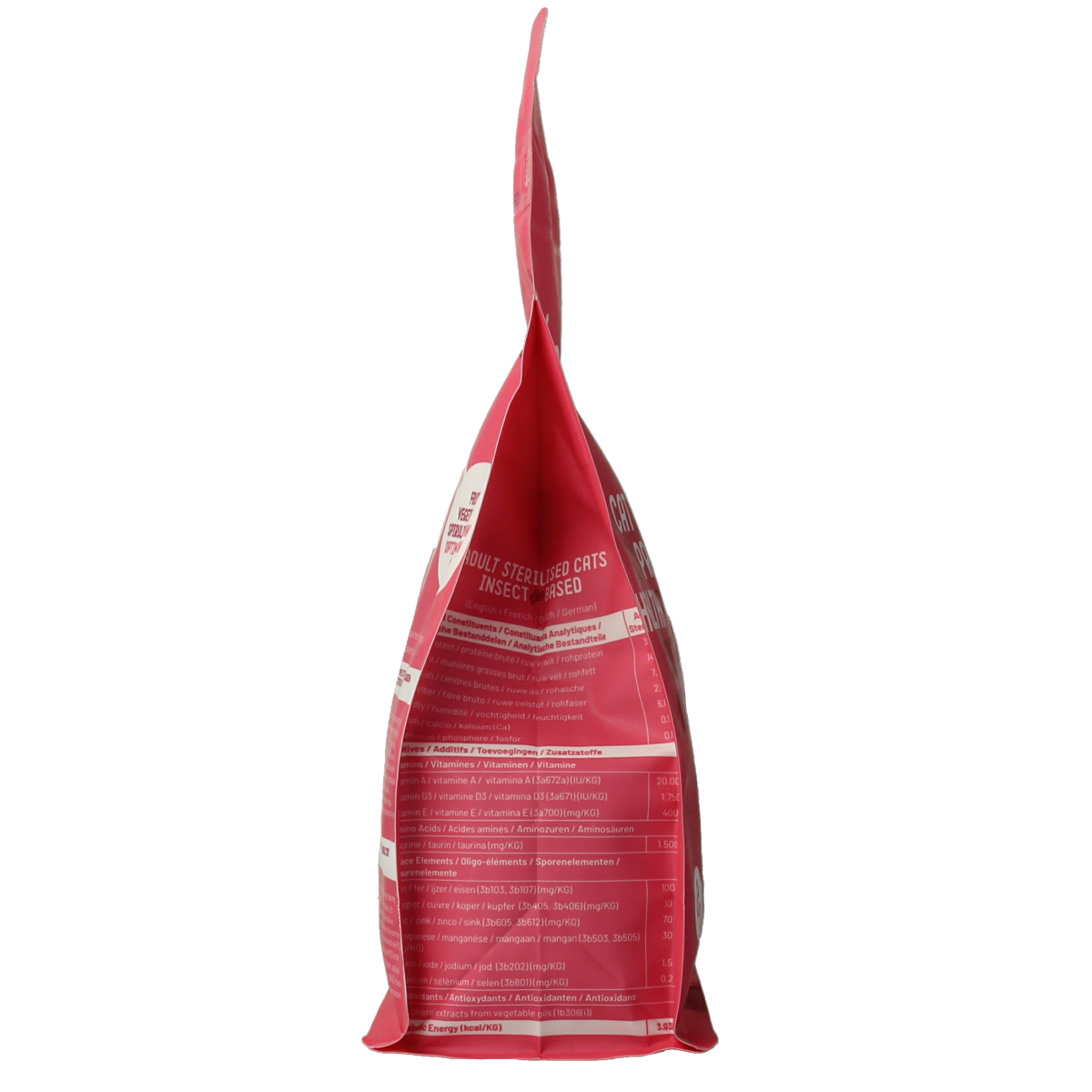 Imby Pet Food kattenbrokken met insecteneiwitten, 400g, hoogwaardige dierenvoeding voor katten op een witte achtergrond.