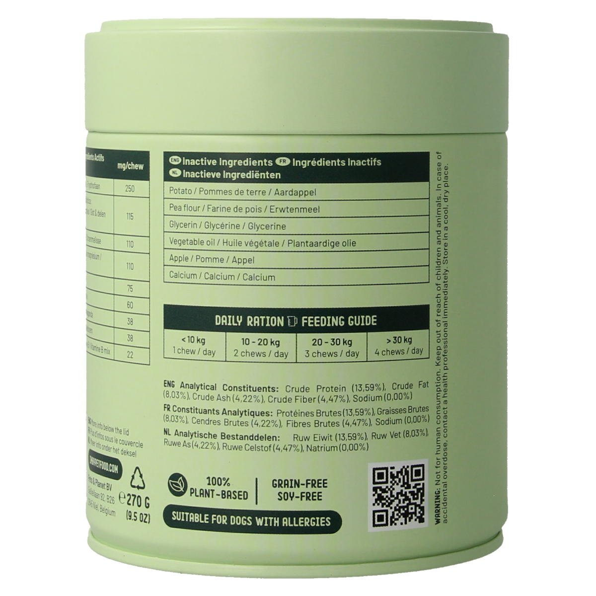 Imby Pet Food anti-stress supplement for dogs in 90 chewable tablets, natural pet calming dietary supplement.