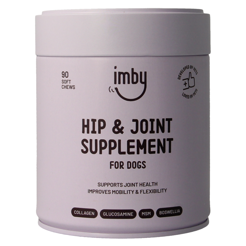 Imby Pet Food hond voedingssupplement met kauwtabletten voor gewrichten en mobiliteit, 90 stuks in verpakking