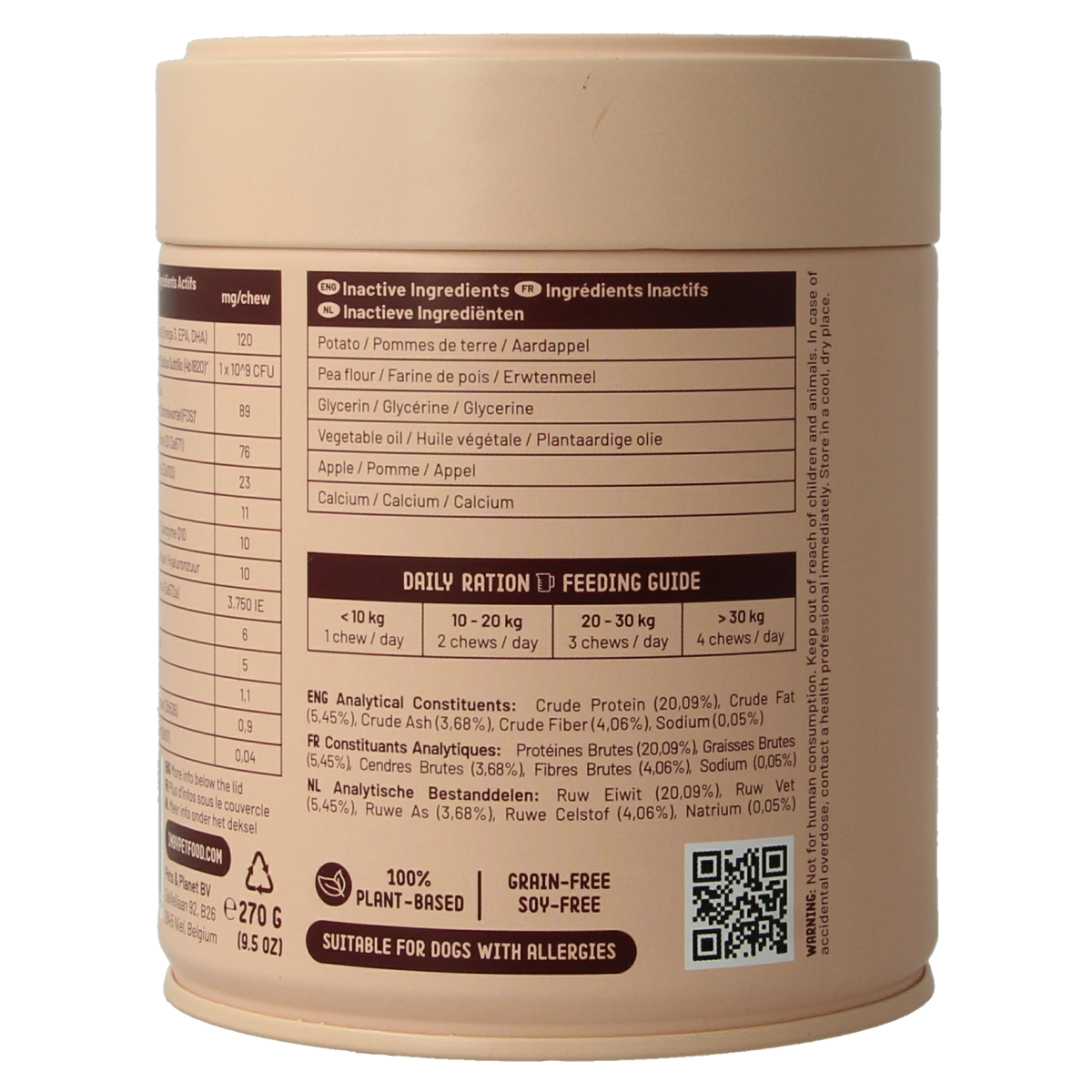 Imby Pet Food huid en vacht supplement voor honden, 90 kauwtabletten, voedingssupplement voor gezonde vacht en huid.