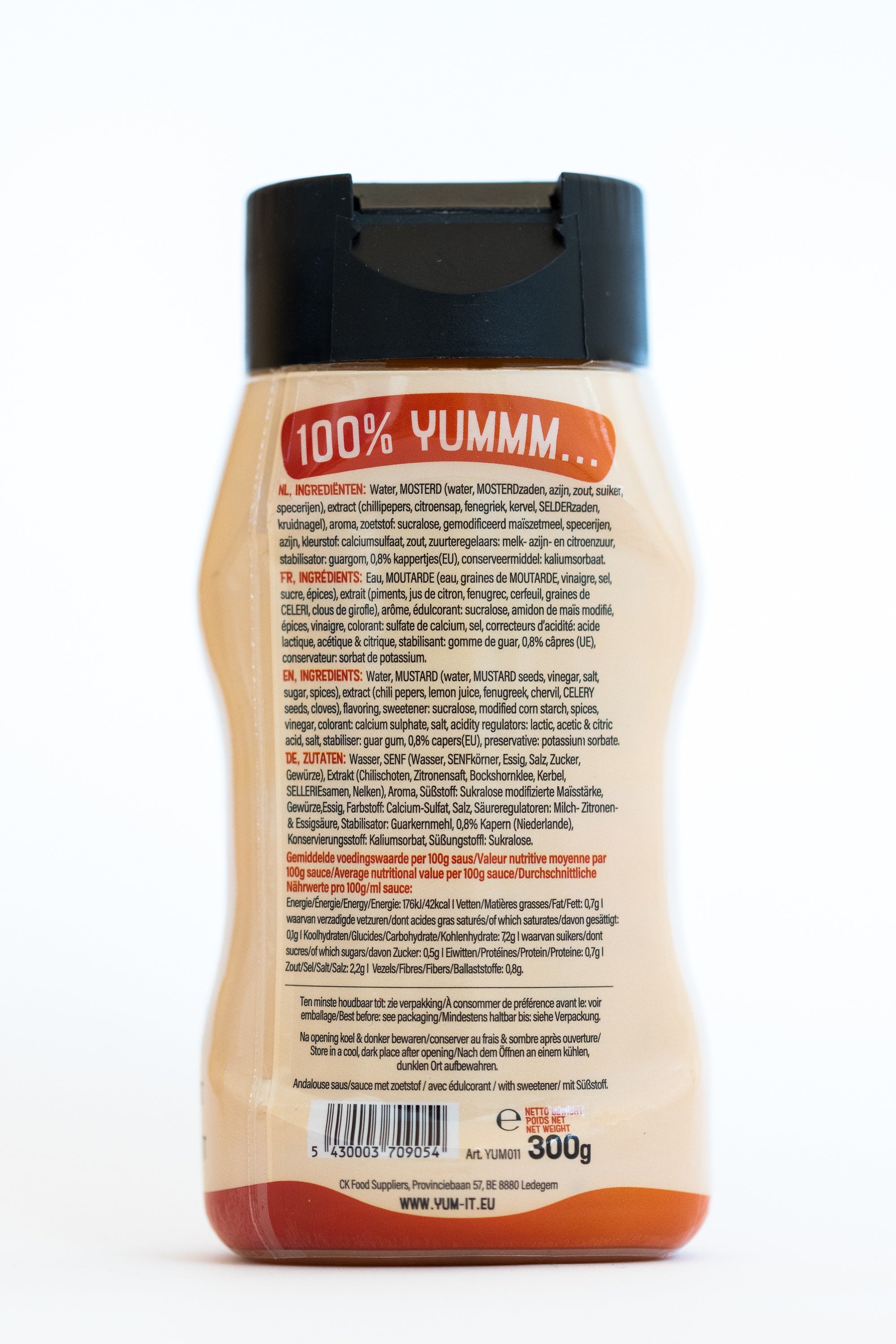 Yum-It Andalouse sauce 300g jar, savory sauce and flavor enhancer, with a close-up of the jar showing the label and sauce inside.