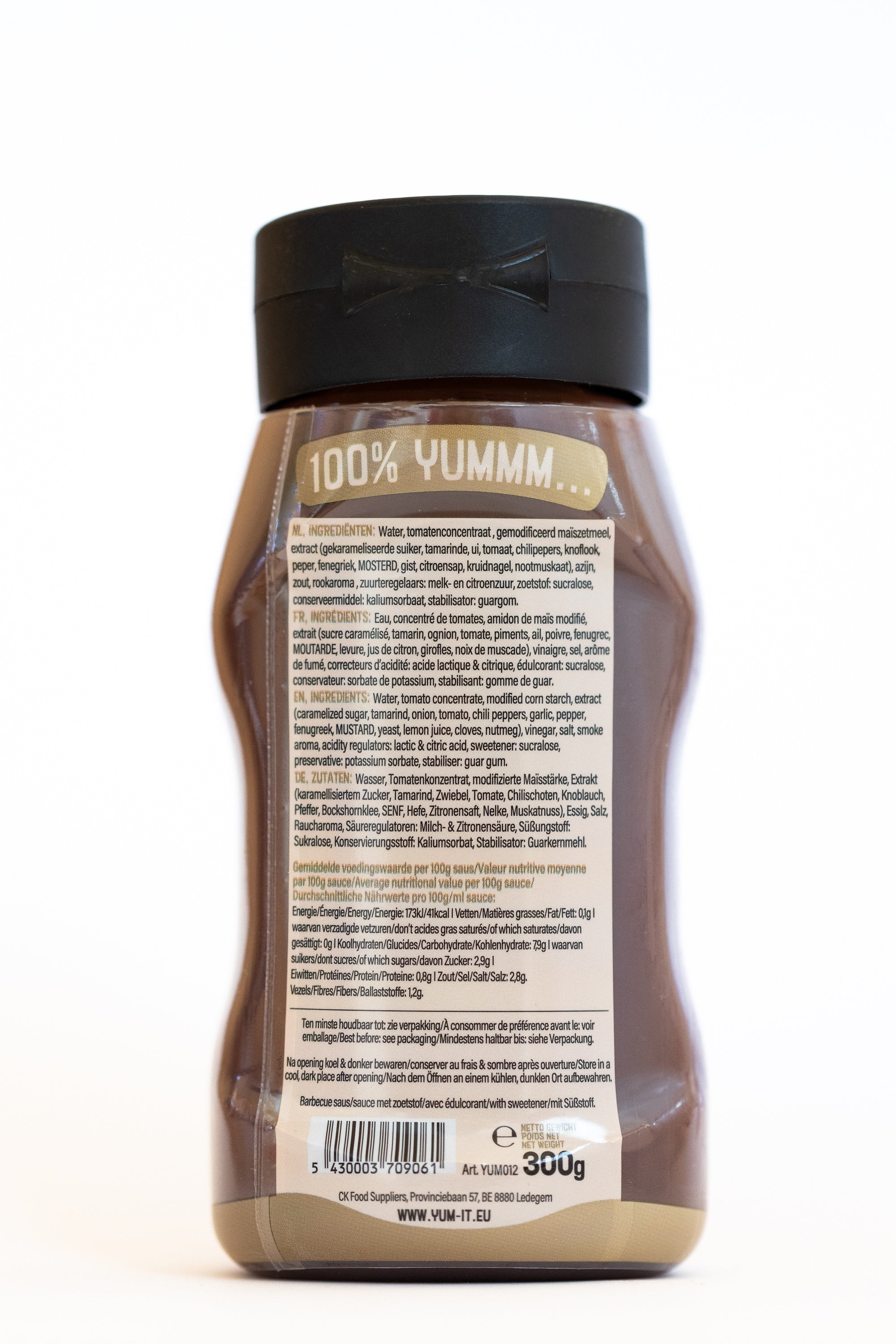 Yum-It Barbecue sauce 300g bottle from Yum-It, a flavorful condiment in a dark glass bottle with a label.