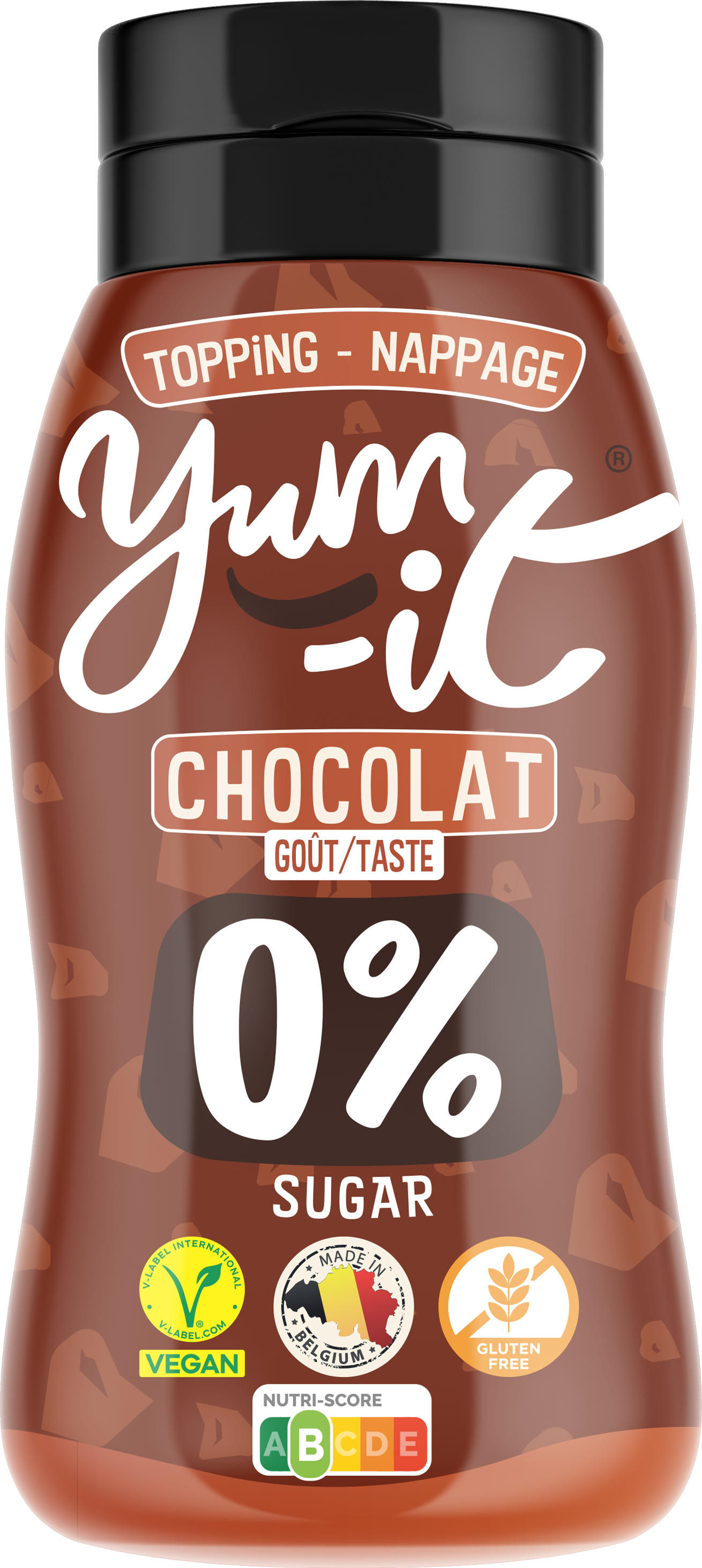 Yum-It Chocolade topping in 300g jar, a chocolate sauce and flavor enhancer from Yum-It for desserts and treats.