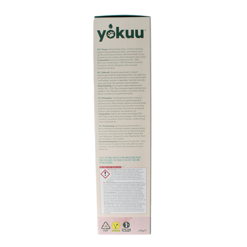 Yokuu Probio allesreiniger voor huisdieren startset, eco-friendly cleaning products for pet messes and odors in a 1-set package.